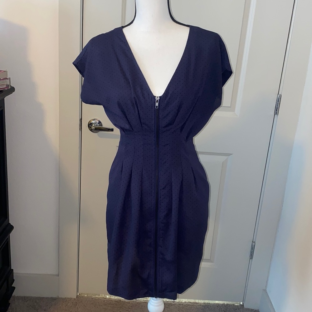 Low Cut Zip Up Dress